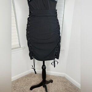Elegant Black Lace-Up Skirt